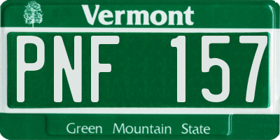 VT license plate PNF157