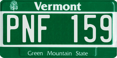 VT license plate PNF159