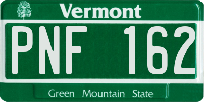 VT license plate PNF162