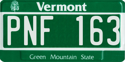 VT license plate PNF163