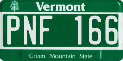 VT license plate PNF166