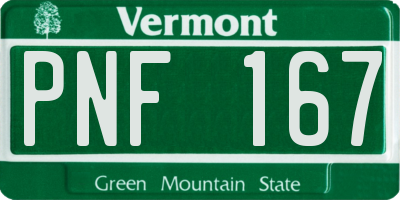 VT license plate PNF167