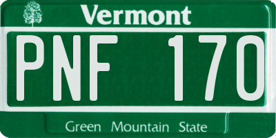 VT license plate PNF170