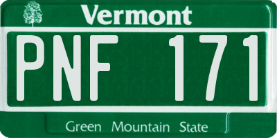 VT license plate PNF171