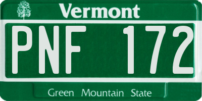 VT license plate PNF172