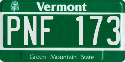 VT license plate PNF173
