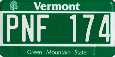 VT license plate PNF174
