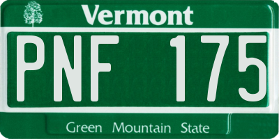 VT license plate PNF175