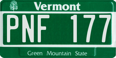 VT license plate PNF177