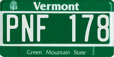 VT license plate PNF178