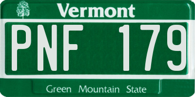 VT license plate PNF179