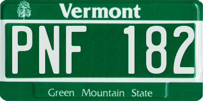VT license plate PNF182