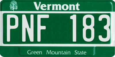 VT license plate PNF183