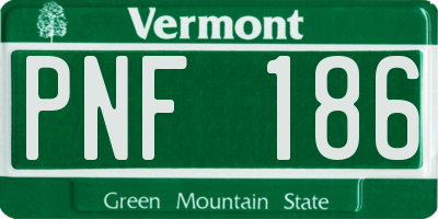 VT license plate PNF186