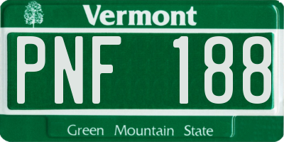 VT license plate PNF188