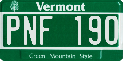 VT license plate PNF190