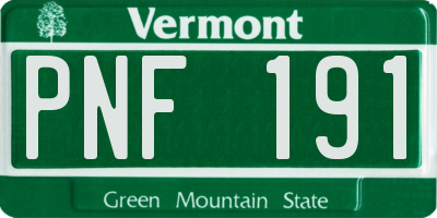 VT license plate PNF191