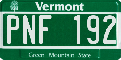VT license plate PNF192