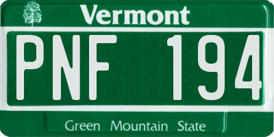 VT license plate PNF194