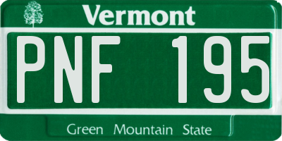 VT license plate PNF195