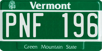 VT license plate PNF196