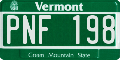 VT license plate PNF198