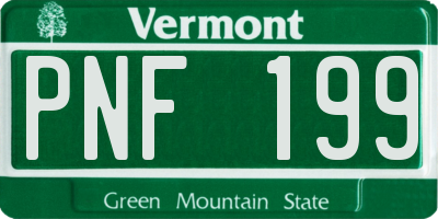 VT license plate PNF199