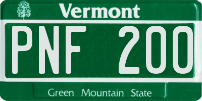 VT license plate PNF200
