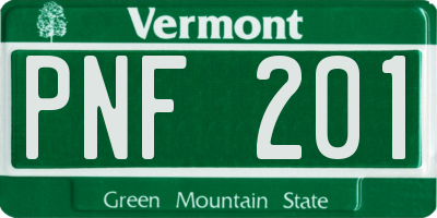 VT license plate PNF201