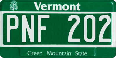VT license plate PNF202