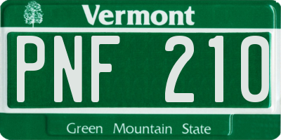 VT license plate PNF210