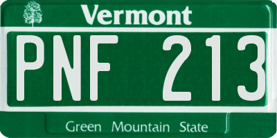 VT license plate PNF213
