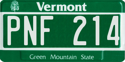 VT license plate PNF214