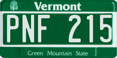 VT license plate PNF215