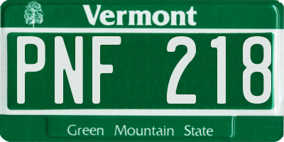 VT license plate PNF218