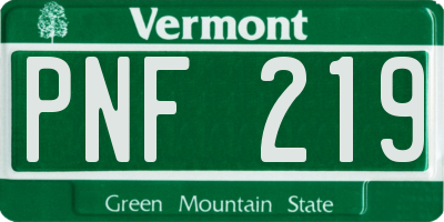 VT license plate PNF219
