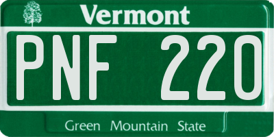 VT license plate PNF220