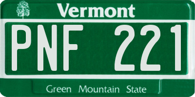 VT license plate PNF221