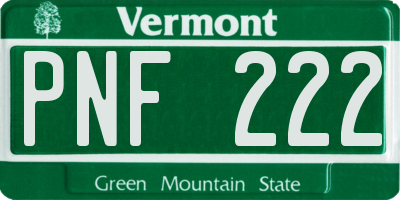 VT license plate PNF222
