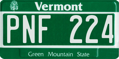 VT license plate PNF224