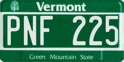 VT license plate PNF225