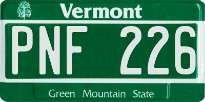 VT license plate PNF226