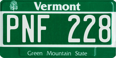 VT license plate PNF228