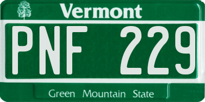 VT license plate PNF229