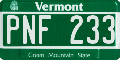 VT license plate PNF233