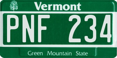 VT license plate PNF234