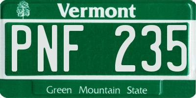 VT license plate PNF235