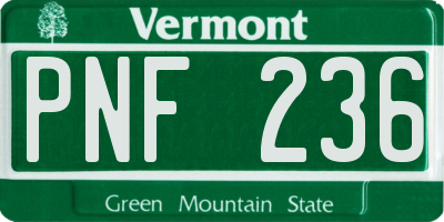 VT license plate PNF236