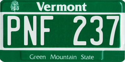 VT license plate PNF237