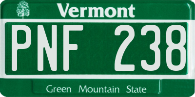 VT license plate PNF238